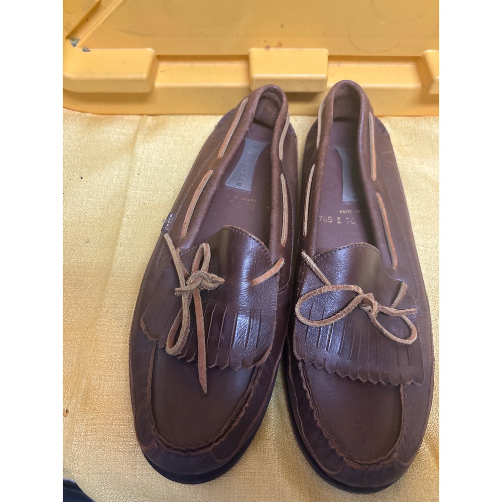 Levi's Loafers Mens 12M Brown Excellent Vintage Leather Kiltie Fringe Moccasin